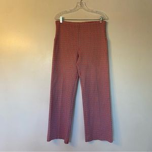 Groovy High Waisted Polyester Pull-On Stretchy Red Pink Grey Houndstooth Pants